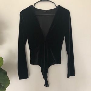 Express Black velvet bodysuit
